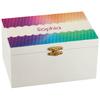 Fox Valley Traders Custom Rainbow Dots Children's Jewelry Box, Crafted with 100% Durable MDF, Clasp Closure and Metal Hinges, Kids Bedroom Dcor - Measures 6" Long x 4" Wide x 3" High Overall