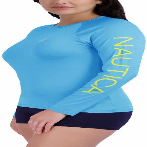 Nautica Womens Swimwear Lightweight Long Sleeve Rashguard Shirt (as1, Alpha, x_l, Regular, Light Blue) X-Large