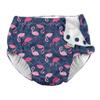 Snap Reusable Absorbent Swimsuit Diaper-Navy Wavy Flamingos-3T view 1