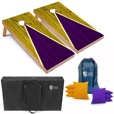 Tailgating Pros Lightweight Cornhole Game - 4'x2' Multicolor Pyramid Boards- Carrying Case & Set of 8 Corn Filled Bags