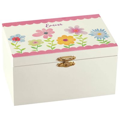 Custom Floral Children's Jewelry Box, Crafted with 100% Durable MDF, Clasp Closure and Metal Hinges, Kids Bedroom Dcor - Measures 6" Long x 4" Wide x 3" High Overall