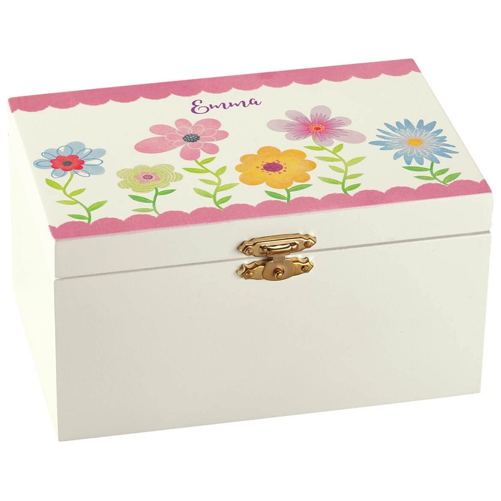 Custom Floral Children's Jewelry Box, Crafted with 100% Durable MDF, Clasp Closure and Metal Hinges, Kids Bedroom Dcor - Measures 6" Long x 4" Wide x 3" High Overall