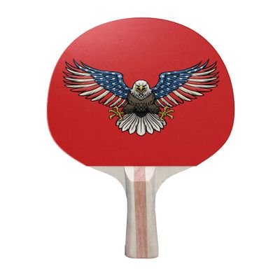 TigerTail Sports USA Bald Eagle Colorful Design Ping Pong Paddle, Premium 5 Ply Table Tennis Racket (Black on Back)