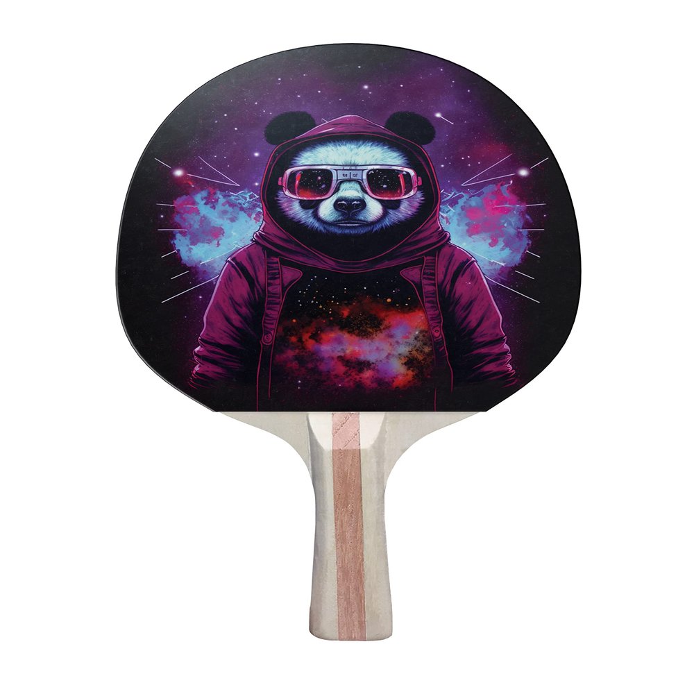 TigerTail Sports Cool Panda Colorful Design Ping Pong Paddle, Premium 5 Ply Table Tennis Racket (Red on Back)