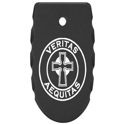 NDZ Performance Magazine Base Plate for Sig P365 X Macro & P365 Fuse  Laser Engraved Anodized Aluminum with Grooved Ridges  Black  Celtic Cross Veritas Aequitas Circle