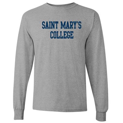 AL01 - Saint Mary's College Gaels Basic Block Long Sleeve T Shirt - 3X-Large - Sport Grey