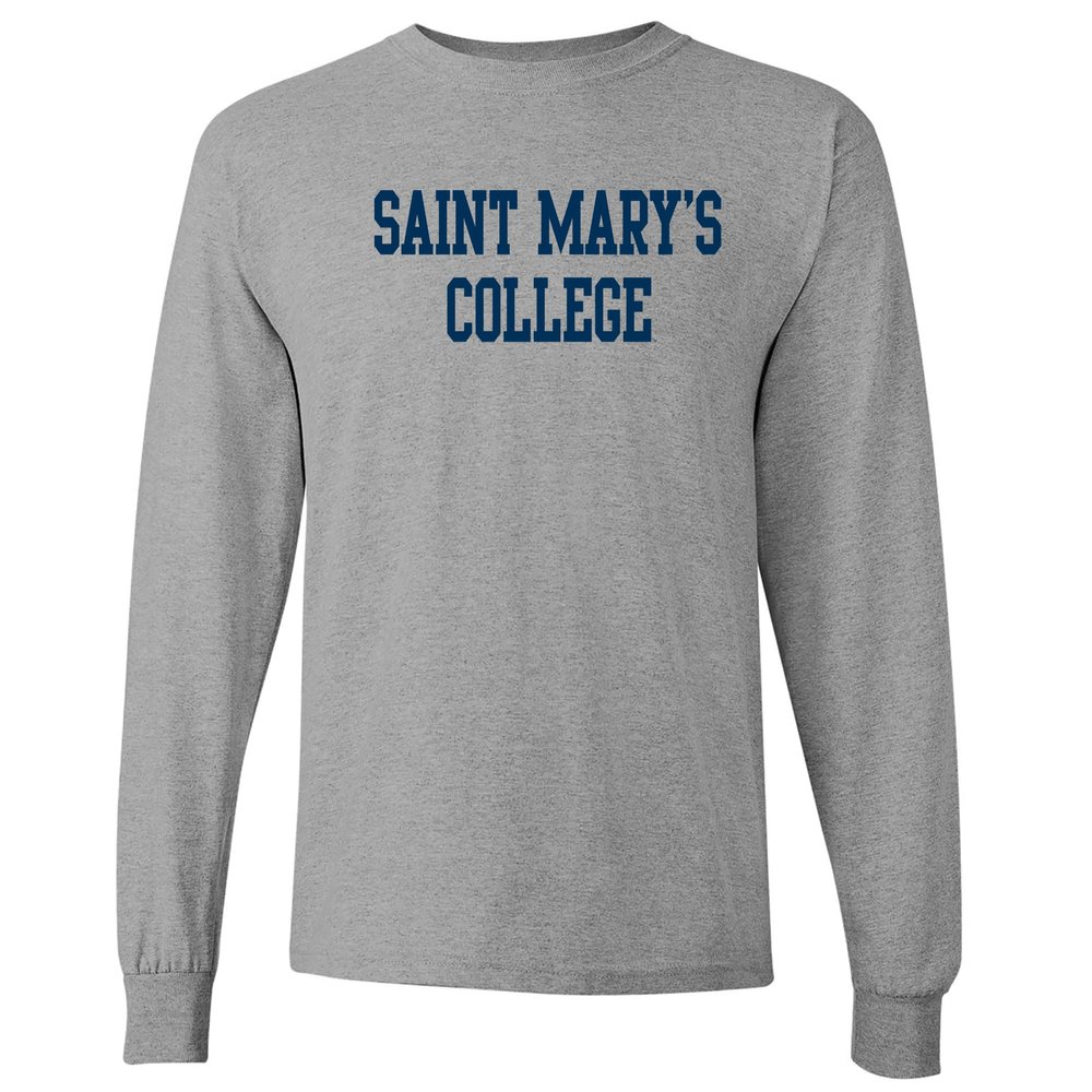 AL01 - Saint Mary's College Gaels Basic Block Long Sleeve T Shirt - 3X-Large - Sport Grey