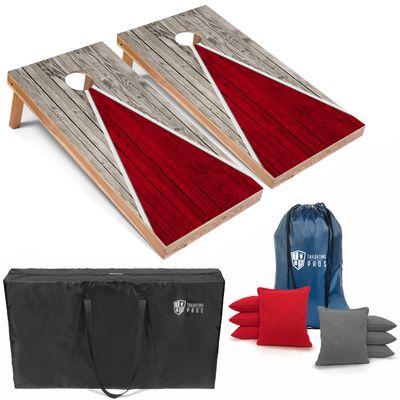 Tailgating Pros Lightweight Cornhole Game - 4'x2' Multicolor Pyramid Boards- Carrying Case & Set of 8 Corn Filled Bags