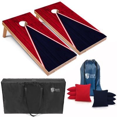 Tailgating Pros Lightweight Cornhole Game - 4'x2' Multicolor Pyramid Boards- Carrying Case & Set of 8 Corn Filled Bags