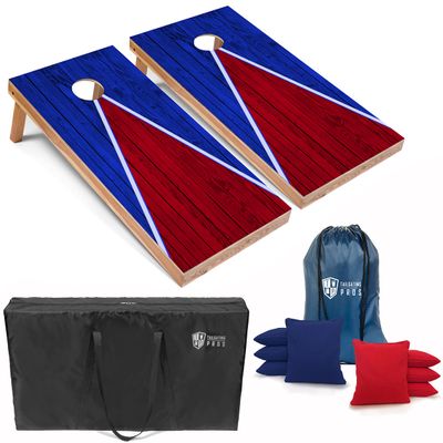 Tailgating Pros Lightweight Cornhole Game - 4'x2' Multicolor Pyramid Boards- Carrying Case & Set of 8 Corn Filled Bags