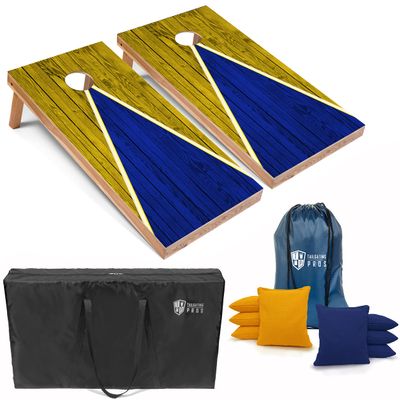Tailgating Pros Lightweight Cornhole Game - 4'x2' Multicolor Pyramid Boards- Carrying Case & Set of 8 Corn Filled Bags
