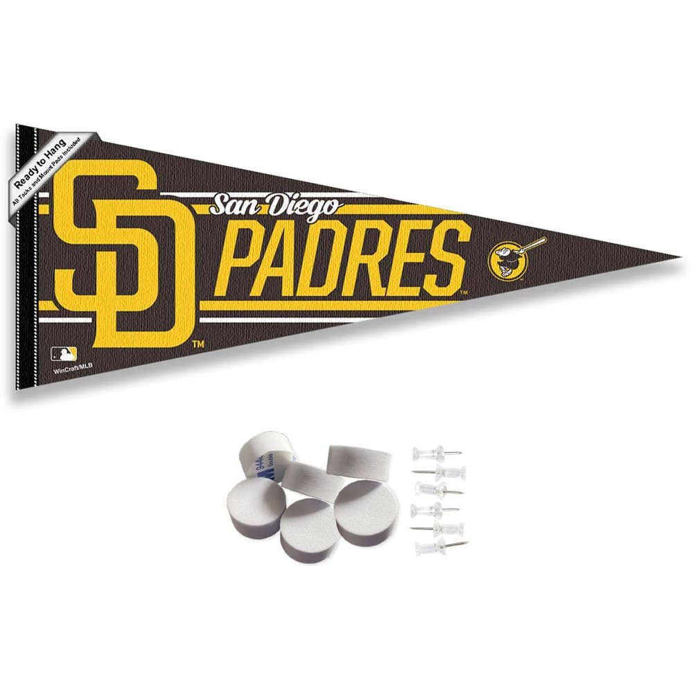 WinCraft San Diego Padres Pennant Banner and Wall Tack Pads