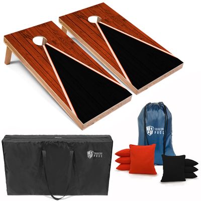 Tailgating Pros Lightweight Cornhole Game - 4'x2' Multicolor Pyramid Boards- Carrying Case & Set of 8 Corn Filled Bags