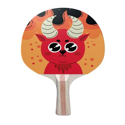 TigerTail Sports Cute Devil Colorful Design Ping Pong Paddle, Premium 5 Ply Table Tennis Racket (Black on Back)