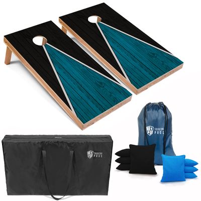 Tailgating Pros Lightweight Cornhole Game - 4'x2' Multicolor Pyramid Boards- Carrying Case & Set of 8 Corn Filled Bags