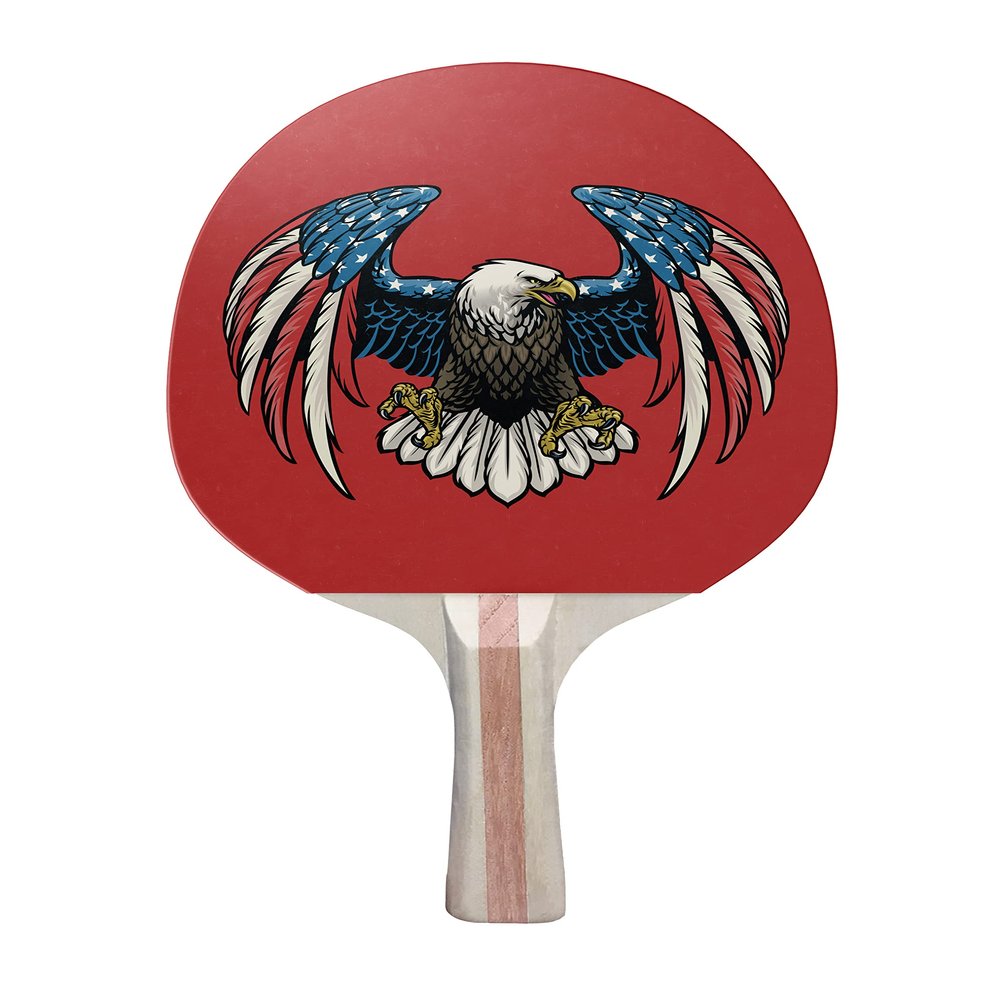 TigerTail Sports USA Flying Eagle Colorful Design Ping Pong Paddle, Premium 5 Ply Table Tennis Racket (Black on Back)