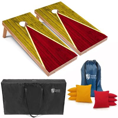 Tailgating Pros Lightweight Cornhole Game - 4'x2' Multicolor Pyramid Boards- Carrying Case & Set of 8 Corn Filled Bags