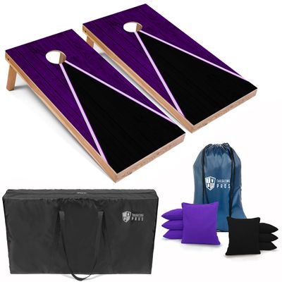 Tailgating Pros Lightweight Cornhole Game - 4'x2' Multicolor Pyramid Boards- Carrying Case & Set of 8 Corn Filled Bags