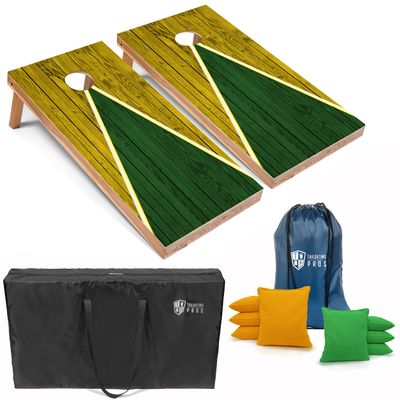 Tailgating Pros Lightweight Cornhole Game - 4'x2' Multicolor Pyramid Boards- Carrying Case & Set of 8 Corn Filled Bags