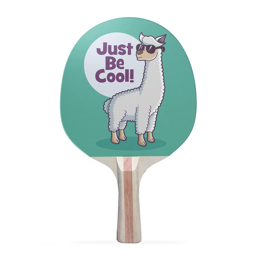 TigerTail Sports Cool Llama Colorful Design Ping Pong Paddle, Premium 5 Ply Table Tennis Racket (Black on Back)