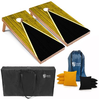Tailgating Pros Lightweight Cornhole Game - 4'x2' Multicolor Pyramid Boards- Carrying Case & Set of 8 Corn Filled Bags