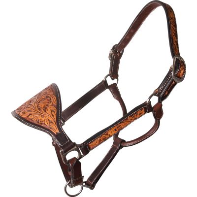 Professional's Choice Halter Lthr Bronc Pr Flwr (3PLBH-PF)