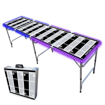 8-Foot Professional Beer Pong Table w/LED Lights - Las Vegas Football Field