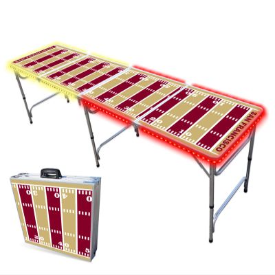 8-Foot Professional Beer Pong Table w/LED Lights - San Francisco Football Field