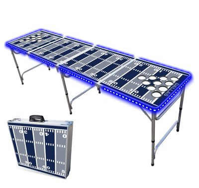 8-Foot Professional Beer Pong Table w/Cup Holes & LED Lights - Dallas Football Field