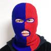 aoozleny 3-Hole Two Color Knitted Hat Ski Mask Balaclava, Full Face Mask for Cycling/Skiing Winter Outdoor Sports (Red+Blue) view 4