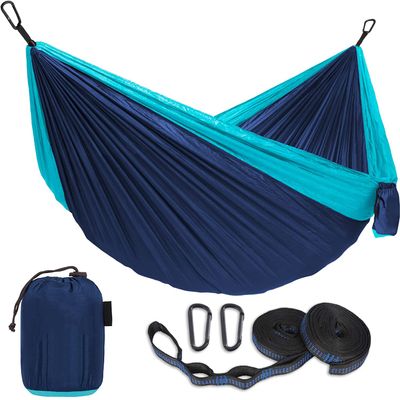Fuegobird Heavy Duty Outdoor Hammocks, Nylon Parachute Material 330lbs, Portable Carrying Bag with 2 Hanging Straps, Camping, Hiking, Travel Blue