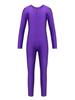 Aislor Kids Big Girls One Piece Long Sleeves Full Body Jumpsuit Bodysuit Dance Athletic Gymnastics Leotard Activewear Purple 9-10 Years view 2