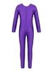 Aislor Kids Big Girls One Piece Long Sleeves Full Body Jumpsuit Bodysuit Dance Athletic Gymnastics Leotard Activewear Purple 9-10 Years view 3
