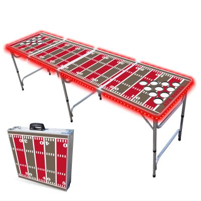 8-Foot Professional Beer Pong Table w/Cup Holes & LED Lights - Tampa Bay Football Field