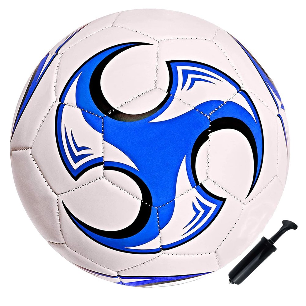 SPDTECH Soccer Ball Size 5 Blue Tornado Style with Pump Needle Anti-Explosion Design Indoor Outdoor Suitable for Kids School Training Practice or Boys Girls Toddlers Gift