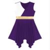 JEYPINMI Women's Liturgical Praise Dance Dress Worship Lyrical Dance Costume Sleeveless Color Block Performance Purple XX-Large view 4