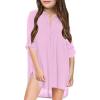 Little Girl's Kids Swimsuit Beach Cover Up for Girl Chiffon Shirt Bikini Beachwear Toddler Girl (Pink #1, 4-5 Years) view 1