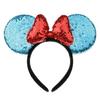 A Miaow 3D Black Mouse Sequin Ears Headband MM Glitter Butterfly Hair Clasp Park Supply Adults Women Photo Accessory (Lake Blue and Red) view 1