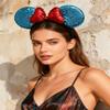 A Miaow 3D Black Mouse Sequin Ears Headband MM Glitter Butterfly Hair Clasp Park Supply Adults Women Photo Accessory (Lake Blue and Red) view 2