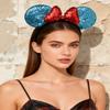 A Miaow 3D Black Mouse Sequin Ears Headband MM Glitter Butterfly Hair Clasp Park Supply Adults Women Photo Accessory (Lake Blue and Red) view 3