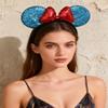 A Miaow 3D Black Mouse Sequin Ears Headband MM Glitter Butterfly Hair Clasp Park Supply Adults Women Photo Accessory (Lake Blue and Red) view 4