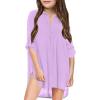 Little Girl's Kids Swimsuit Beach Cover Up for Girl Chiffon Shirt Bikini Beachwear Toddler Girl (Purple #1, 12-13 Years) view 1