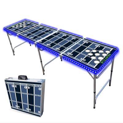 8-Foot Professional Beer Pong Table w/Cup Holes & LED Lights - Seattle Football Field