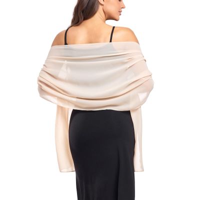 olyrjie Soft Chiffon Scarfs Shawls and Wraps for Evening Dresses Wedding Shawl Wraps Bridal Scarve for Women Champagne,72''18''