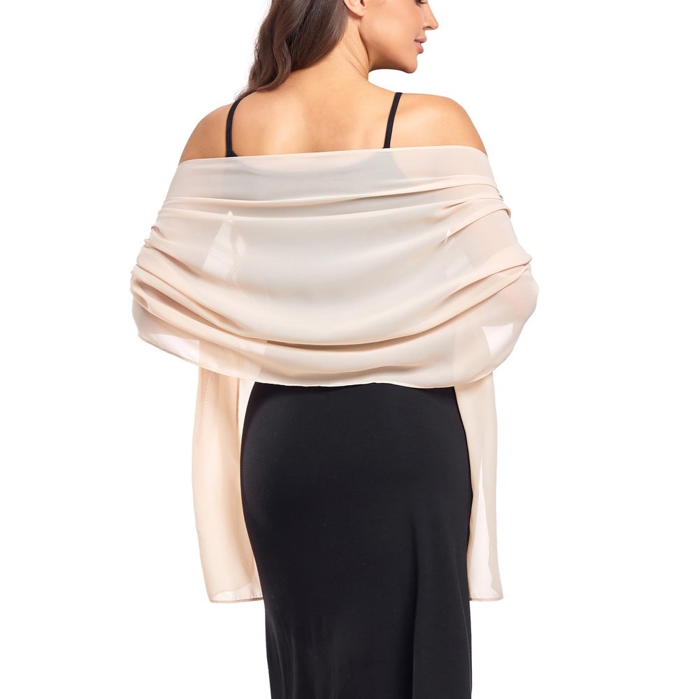 olyrjie Soft Chiffon Scarfs Shawls and Wraps for Evening Dresses Wedding Shawl Wraps Bridal Scarve for Women Champagne,72''18''