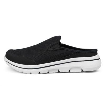 LLTMALL Mens Open Back Walking Sneaker Slippers Comfortable Mesh Knit Slip On Indoor Outdoor Mules Black 13.5