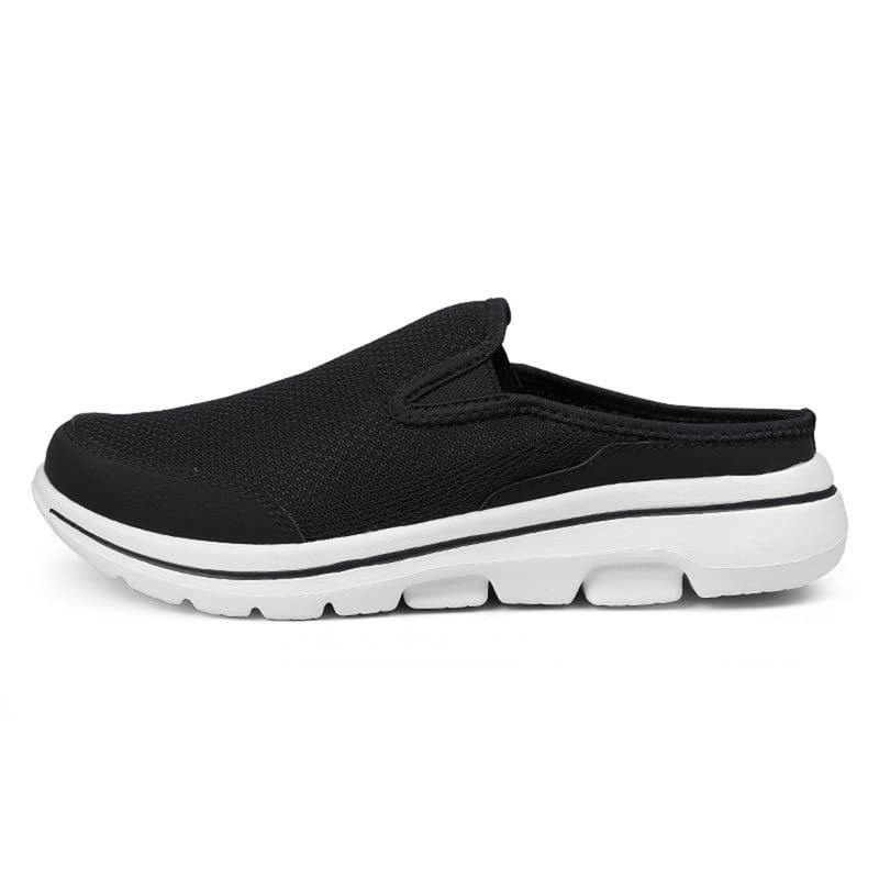 LLTMALL Mens Open Back Walking Sneaker Slippers Comfortable Mesh Knit Slip On Indoor Outdoor Mules Black 13.5