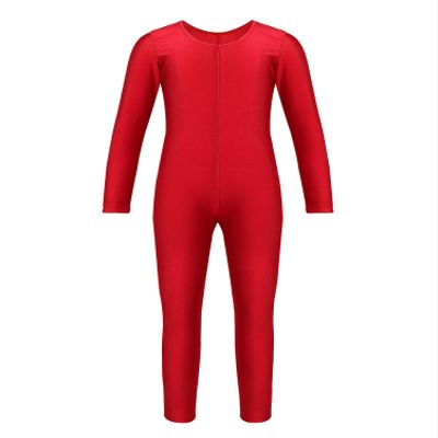 Aislor Kids Big Girls One Piece Long Sleeves Full Body Jumpsuit Bodysuit Dance Athletic Gymnastics Leotard Activewear Red 7-8 Years