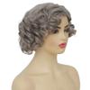 Amnenl Grey Short Curly Wig for Women Finger Wave Wigs Natural Heat Resistant Synthetic Hair for Daily Costume Party Halloween Wig view 3