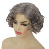 Amnenl Grey Short Curly Wig for Women Finger Wave Wigs Natural Heat Resistant Synthetic Hair for Daily Costume Party Halloween Wig view 4